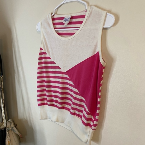 Vintage Winners Choice white and Pink striped Tank Top size medium - Picture 2 of 9